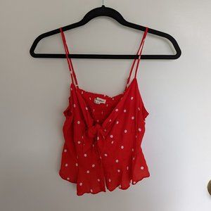 For Love and Lemons Natalia red polka dot crop tank top